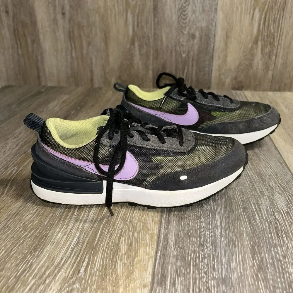 Nike Waffle One Youth US Size 2Y Black Green Purple Sneaker Shoes DC0480-002